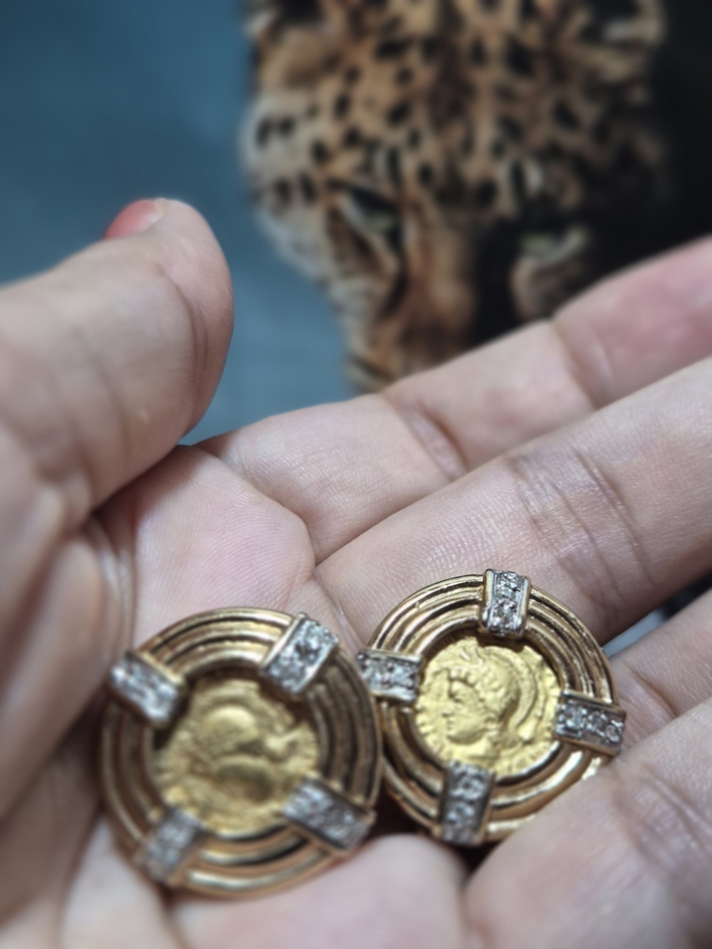 STUNING!! Carolee Gold and Silver-Tone Coin Circle Clip Earrings